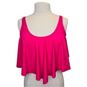 Swim Women's M Hot Pink Ruffle Cut Out Bikini Tankini Top